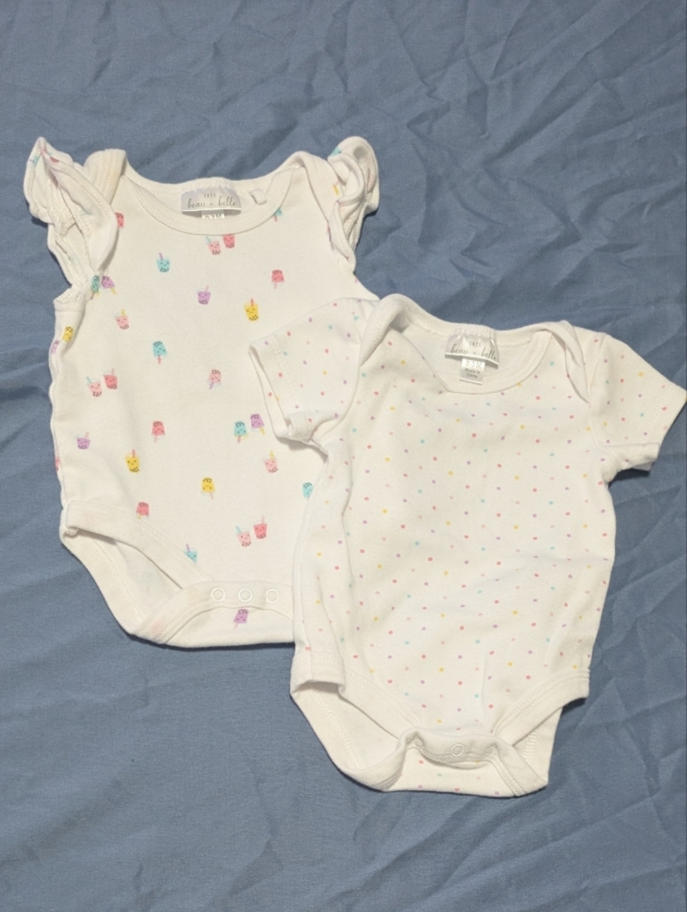 4/$20 Lot Of 2 Cute Diaper Shirts GUC 0-3 M *B8